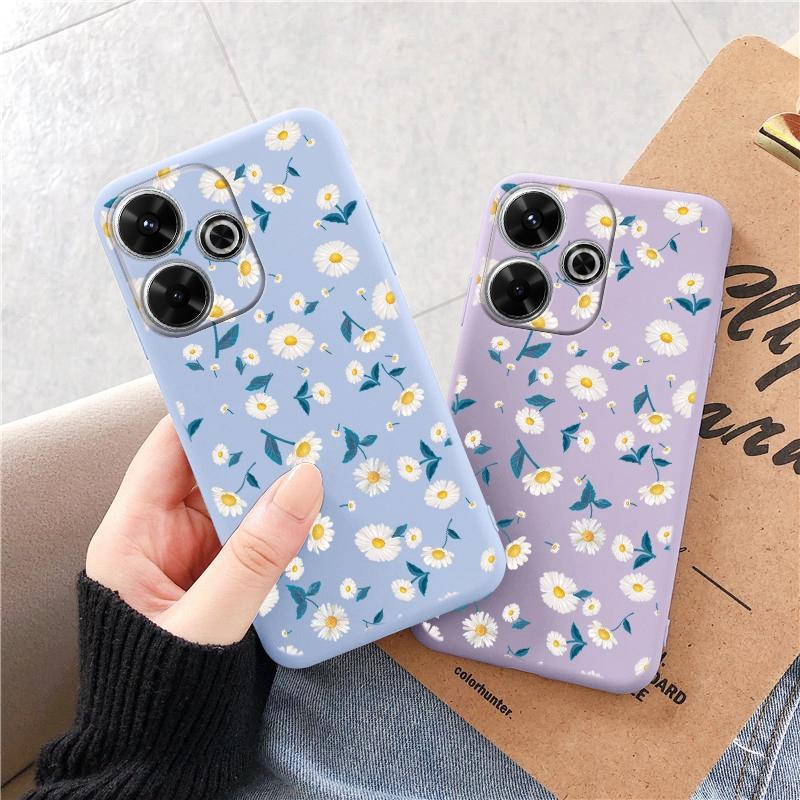 Милый цветочный мягкий силиконовый чехол для Samsung A55 A35 M35 S24 Xiaomi Redmi Note 13 Pro 14 Poco C65 iPhone Huawei Honor 90 Realme Camera противоударный чехол