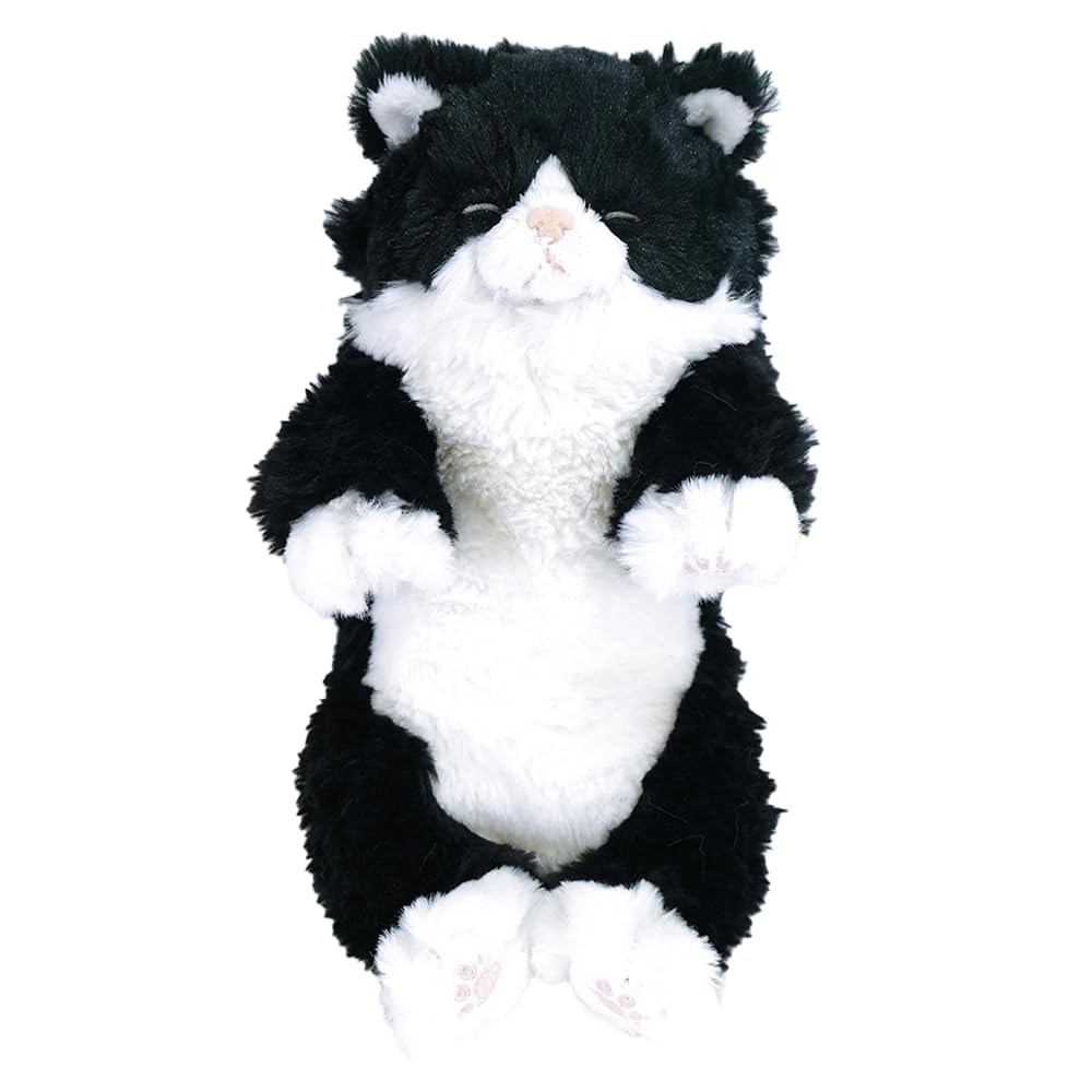 SunLemon Спящая кошка на коленях, Маленькая, Трехцветная, 15 x 18 x 34см, Плюшевая игрушка, Милая кошка, Белая и черная, P-1393