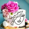 Abstract Line Acrylic Birthday Gold Topper Mnimalist Character For Woman Birthday Party Decorations