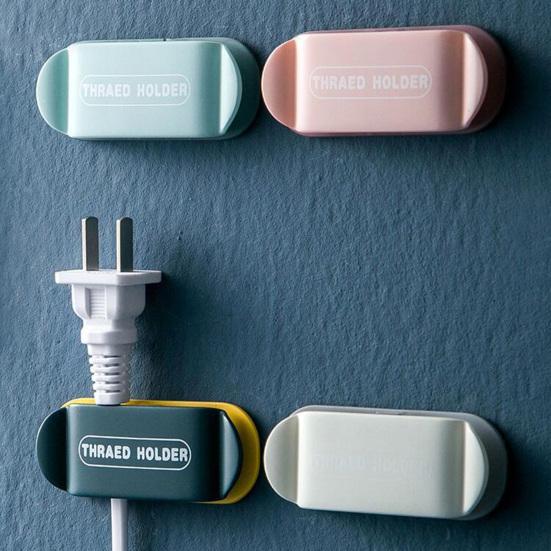 Wall-mounted Punch Free Adhesive Plug Hook Cable Holder Charger Cord Organizer