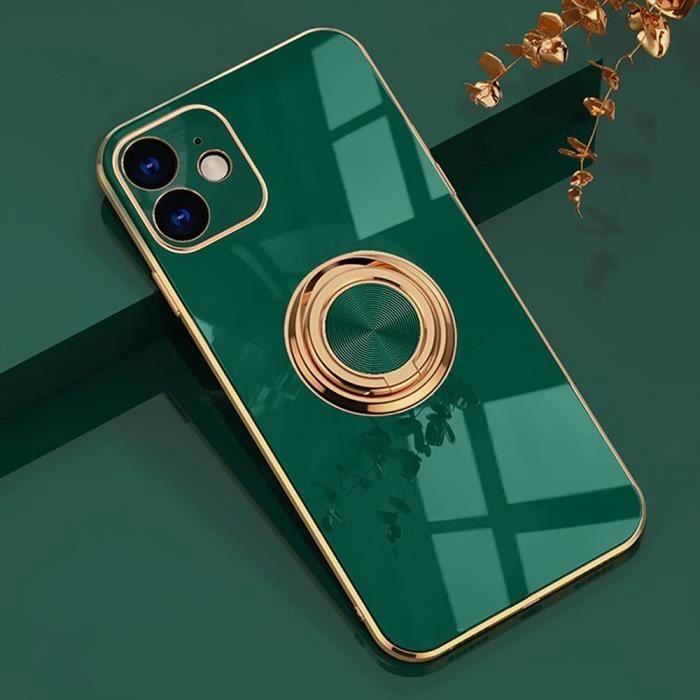 Защитный чехол - E.F.CONNECTION - для iPhone 13 - Темно-зеленый - Золотая окантовка - Противоударный TPU