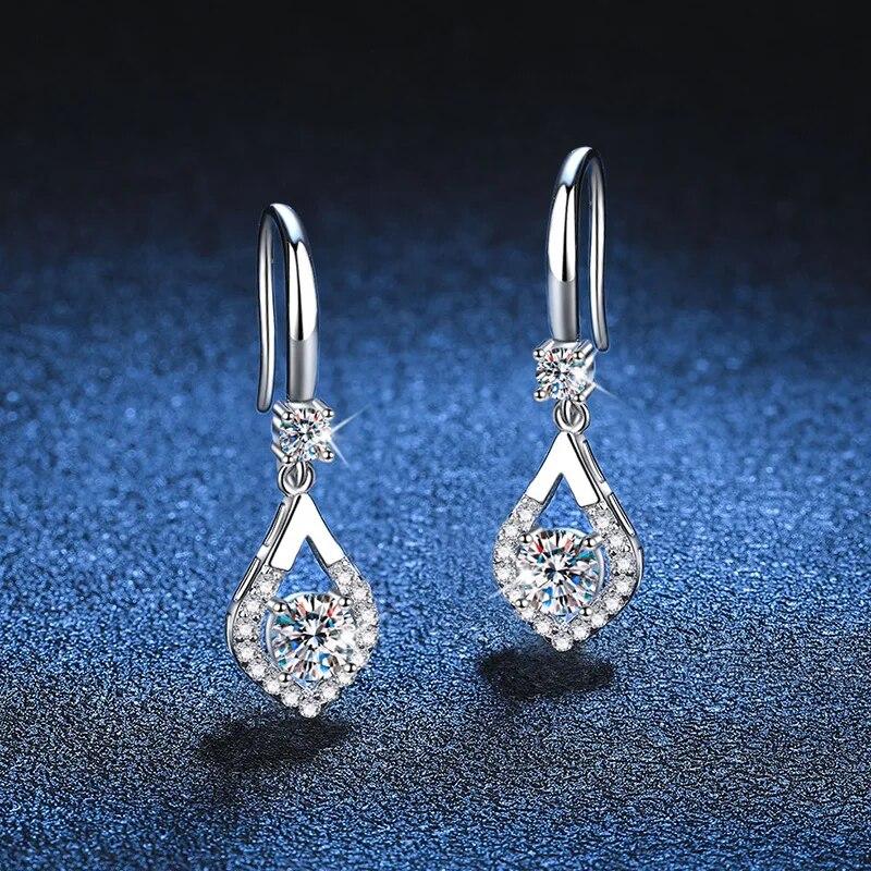 Настоящие серьги-капли с муассанитом 0,5 карата, 5 мм, цвет D для женщин, S925, посеребренные, PT950, серьги-капли с бриллиантами, тест на воду