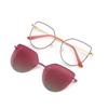 Cat Eye Flip on Sunglasses Women Anti Blue Light Glasses Frames Magnetic Clip Ladies Fashion Computer Eyeglasses