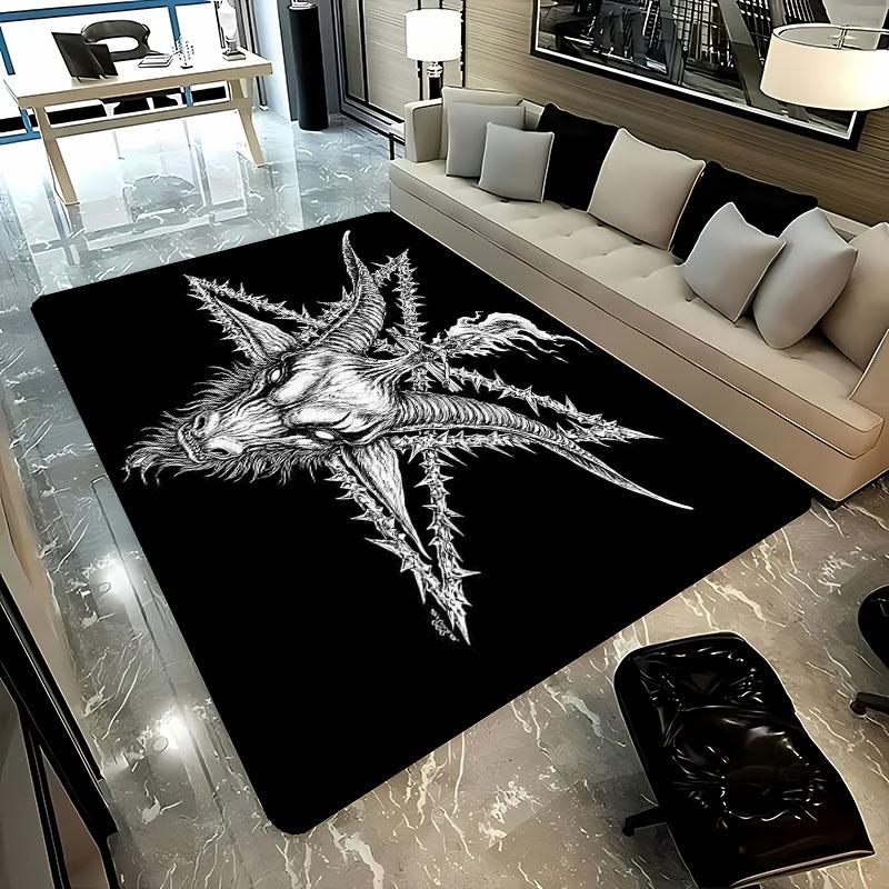 3D HD Printing Mysterious Goat Theme Rug,Carpet for Living Room Bedroom Sofa Doormat Decor,Kid Game Non-slip Floor Mat Alfombra