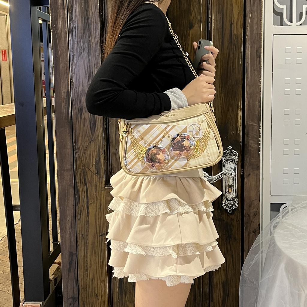 New denim pattern pain bag fashionable versatile women's armpit bag bar badge small food allowance pain bag Japanese pain