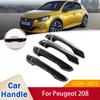 For Peugeot 208 MK2 P21     Gloss Black Door Handle Cover Stickers Catch Trim Car Protective Accessories Gadgets