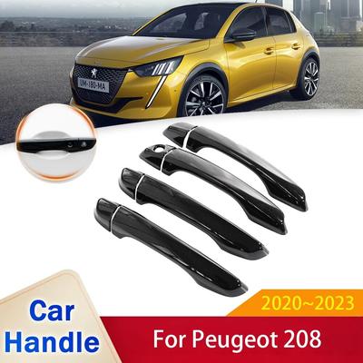 Для Peugeot 208 MK2 P21 глянцевая черная крышка дверной ручки наклейки накладка на отделку автомобиля защитные аксессуары гаджеты