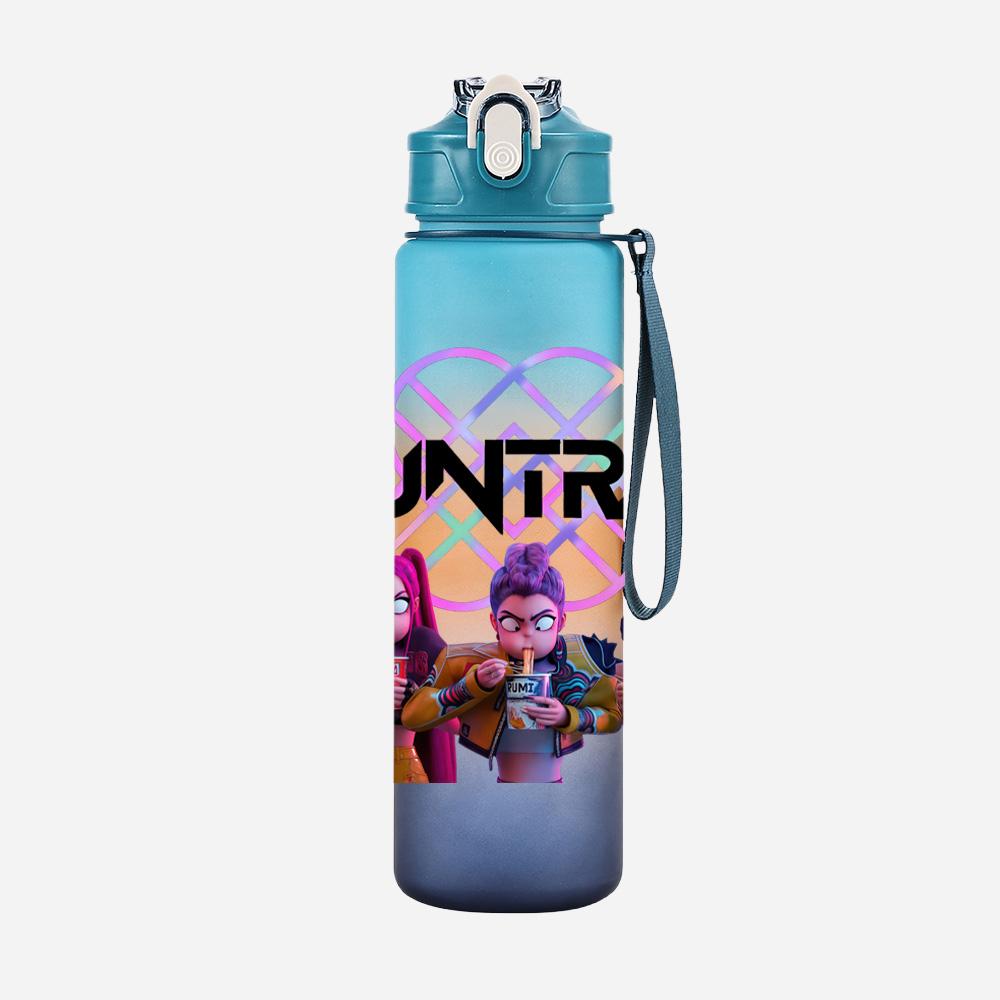 Cartoon K-Pop Demon Hunters Printed 750Ml Water Bottle Large Capacity Drinking Cup Portable Outdoor Sports Water Cup Children Gift
