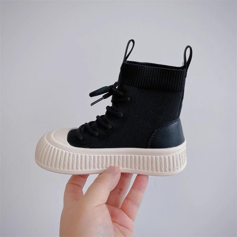 Новые осенние детские ботинки, обувь для девочек, вязаные иностранные носки, ботинки, удобные нескользящие одинарные ботинки для мальчиков,