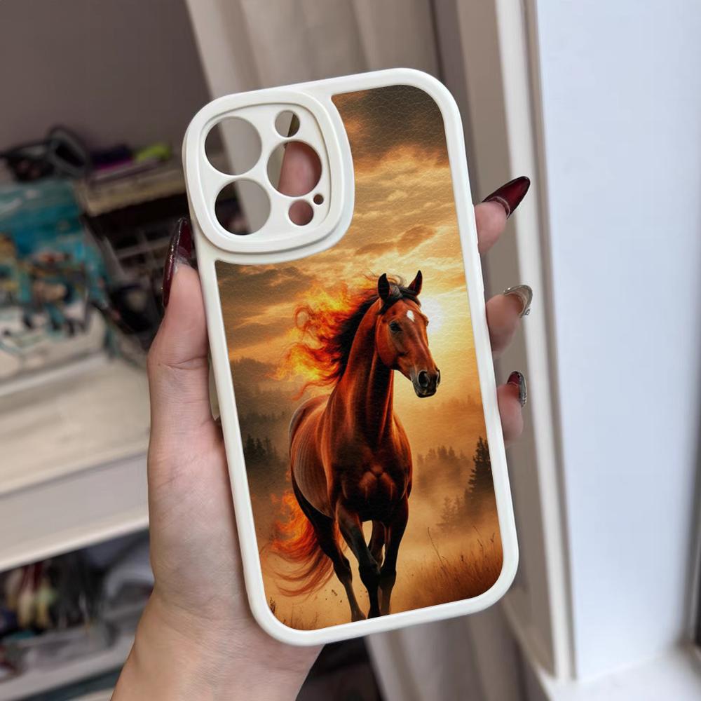 Чехол для телефона с изображением темной лошади для iPhone 17 16 15 14 12 13 Pro Max 11 Mini Air Xs Puls Силиконовый чехол из кожи ягненка