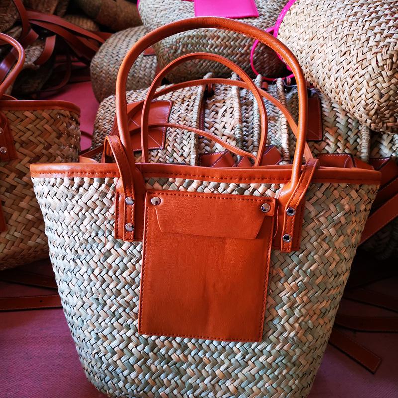 Laizhou Straw Woven Open Tote Bag - Women's Handbag & Shoulder Bag