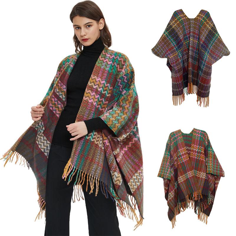 Winter Travel Autumn and Shawl with Shawl Sleeves Cuffs Tassel Split Ethnic Style