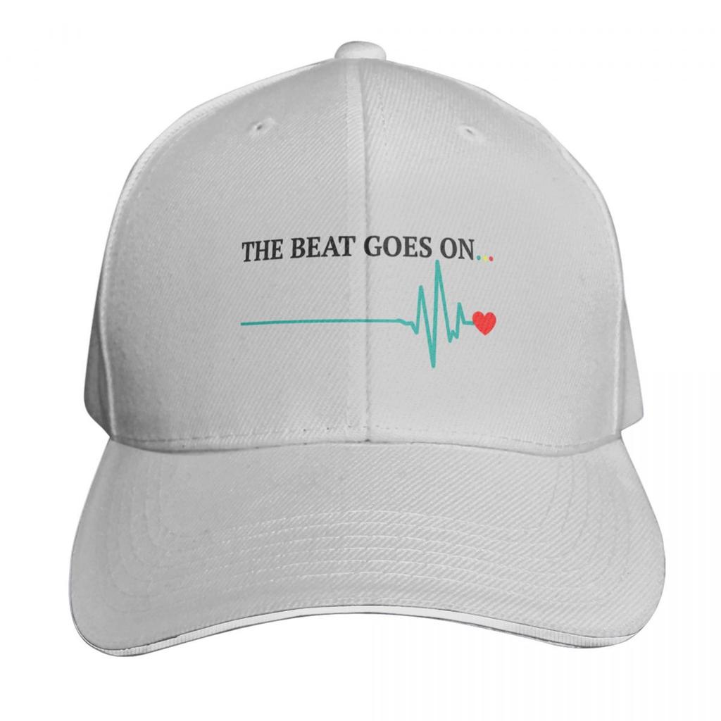 The Beat Goes Heart Attack Survivor Recovery Cardiac Arrest Baseball Cap sun hat Snap Back Hat Fishing cap Women Hats Unisexs