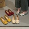 French Retro Bow Ballet Shoes Women's 2025 Spring and Summer New Shallow Mouth Flat Bottom with Skirt Single Shoes Grandma Shoes