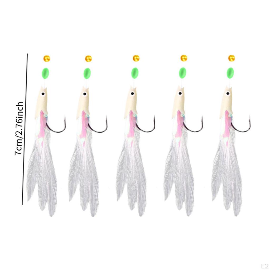 5 рыболовных снастей со светящимися бусинами и крючками для пресноводной и соленой воды