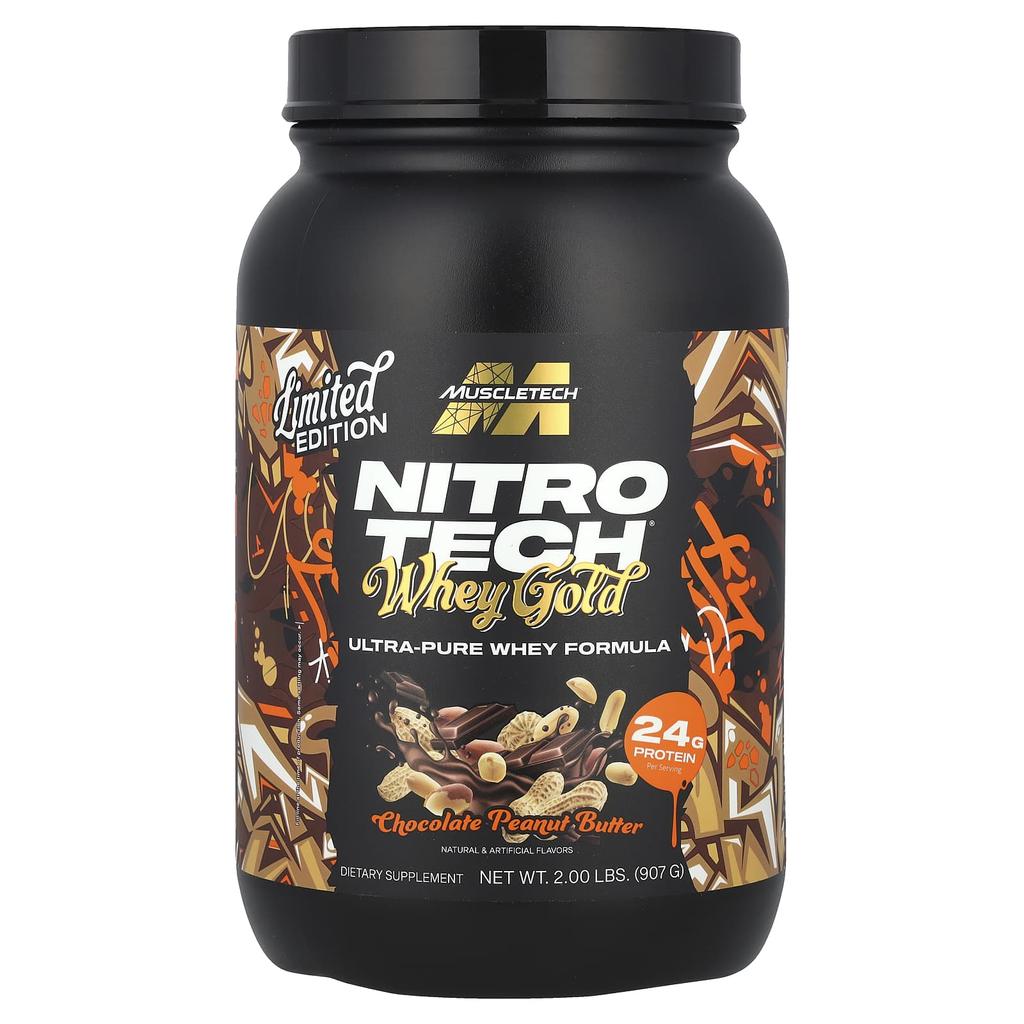 Muscletech Nitro Tech® Whey Gold, вкус шоколадного арахисового масла, 2 фунта (907 г)