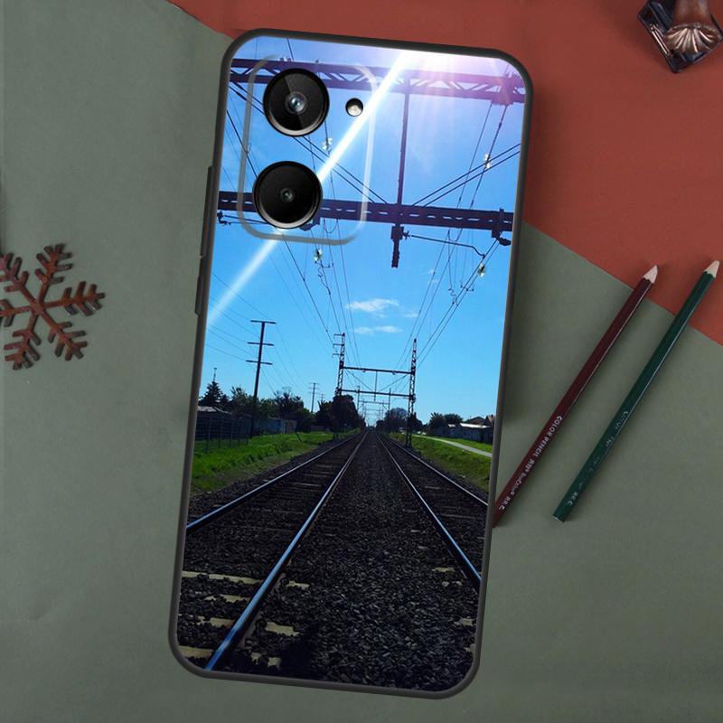 Чехол с рисунком Железнодорожные рельсы и солнечный свет Для Realme C61 C53 C55 C33 C63 C51 C65 C67 C71 C75 11 12 13 14 15 Pro Plus GT6 GT7 Pro