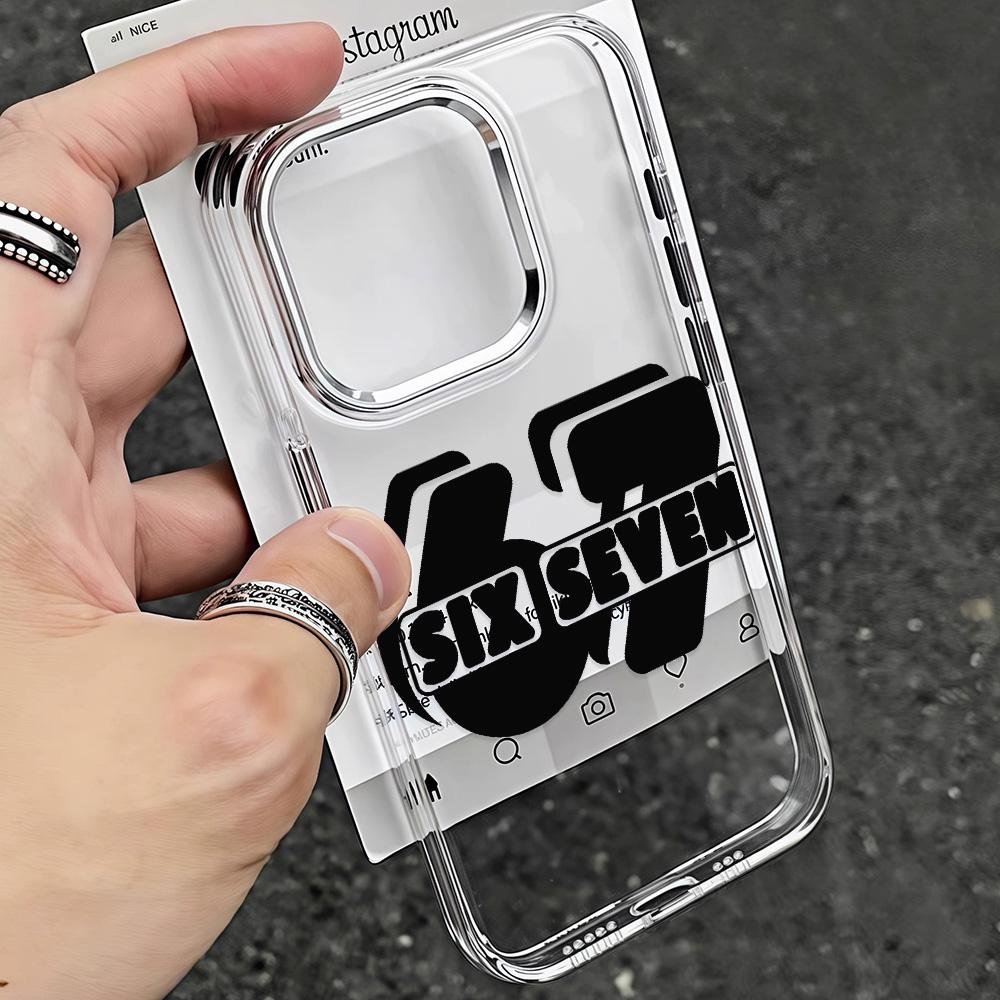 Luxury Six Seven 67 Hot Phone Case For Samsung Galaxy S25 S24 S23 S22 S21 S20 Note20 FE Ultra Edge Plus 4G 5G Transparent Cover