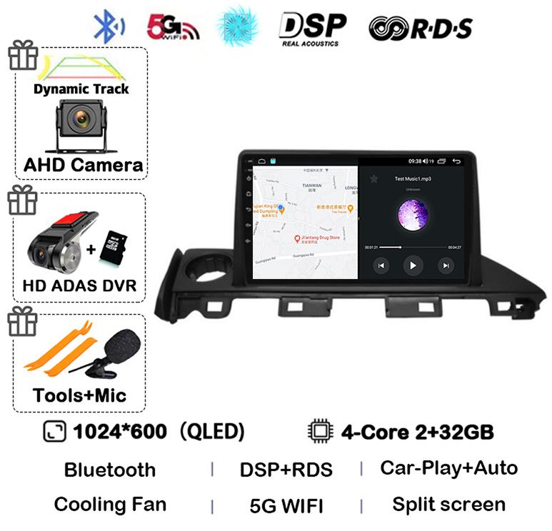 Android 14 Carplay Автомагнитола для Mazda 6 Atenza 3 2016 2017 2018 GPS 4G+WIFI Видеоплеер Мультимедиа Стерео Головное Устройство QLED