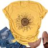 Женская летняя футболка с принтом желтого подсолнуха, футболки с коротким рукавом, повседневные топы с принтом