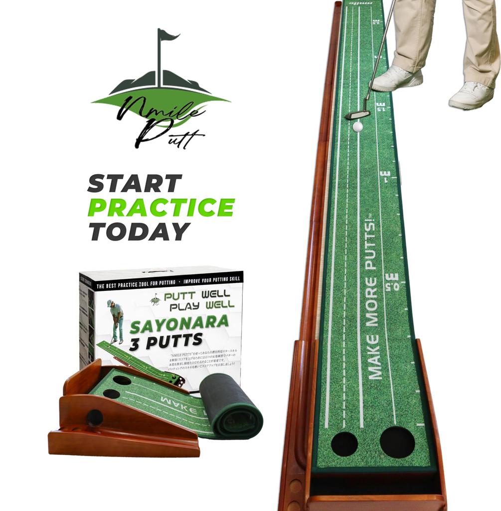 Тренировочный коврик для паттера NMILE, тренировочное оборудование для паттера, тренировочное оборудование для гольфа, автоматическая функция возврата мяча, гладкий уклон 3 м для начинающих
