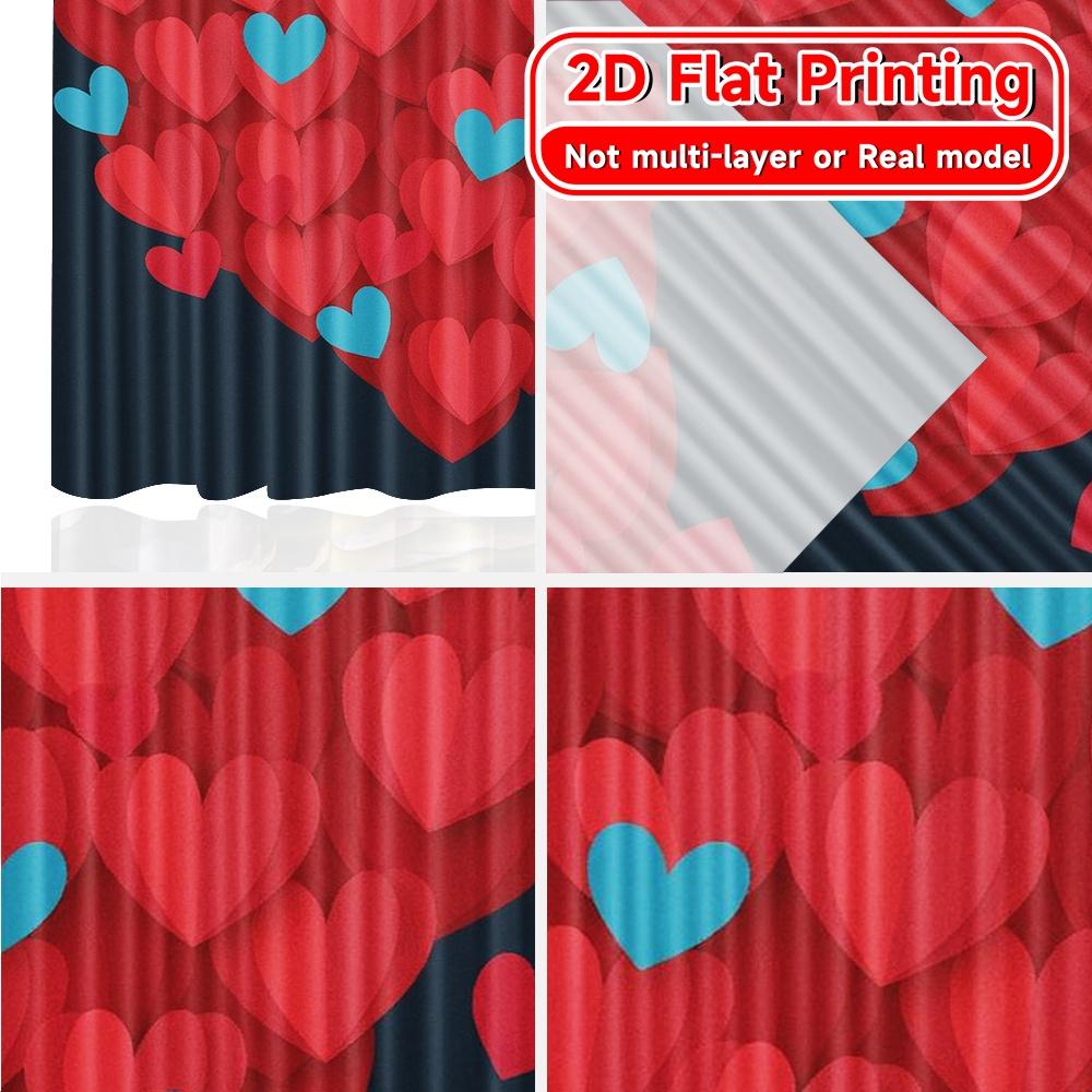 2D Flat Printing,2pcs Heart Bloom Popular Creative Curtains Semi-Sheer Curtains Decorations For Home Decorative for Living Room,