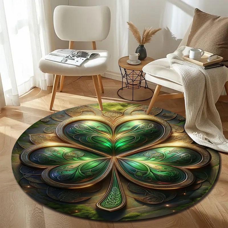 Rustic Round Abstract Multicolor Rug Pad, Non-Slip Floor Mat for Office
