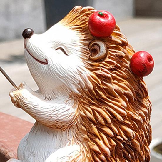 Рыбалка Ежик Фигурка Смола Ежик Коллекционный Орнамент Миниатюрная Статуэтка Ежика-Рыболова для Аквариума