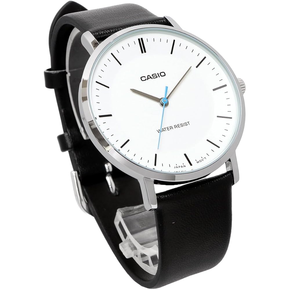Мужские кварцевые часы Casio MTP-VT04L-7E Белый Черный Кожаный ремешок Международная модель