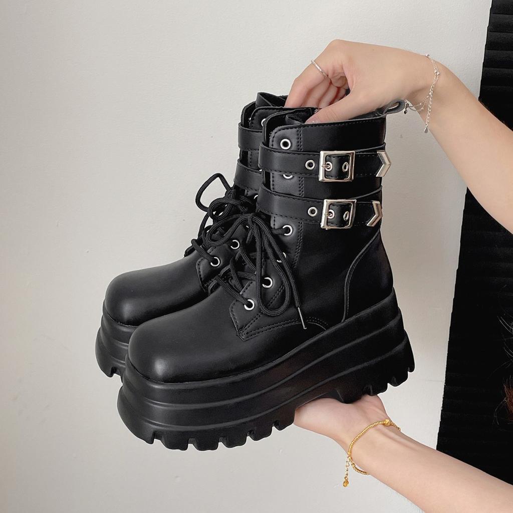 Модные новые готические короткие ботинки для женщин черные сексуальные мотоциклетные ботильоны на платформе для женщин модная обувь для женщин обувь