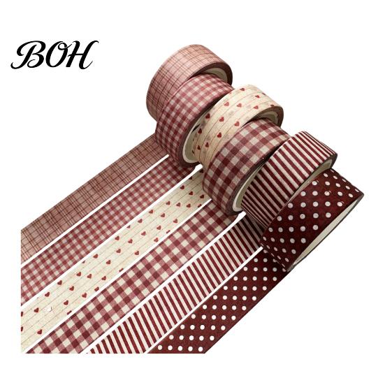 Neat Storage Washi Tape Set 6 Rolls Plaid Set, Grid Checkered Pattern Masking Tape, Self Artistic Roll Adhesive Decorative for DIY Crafts, Journal,