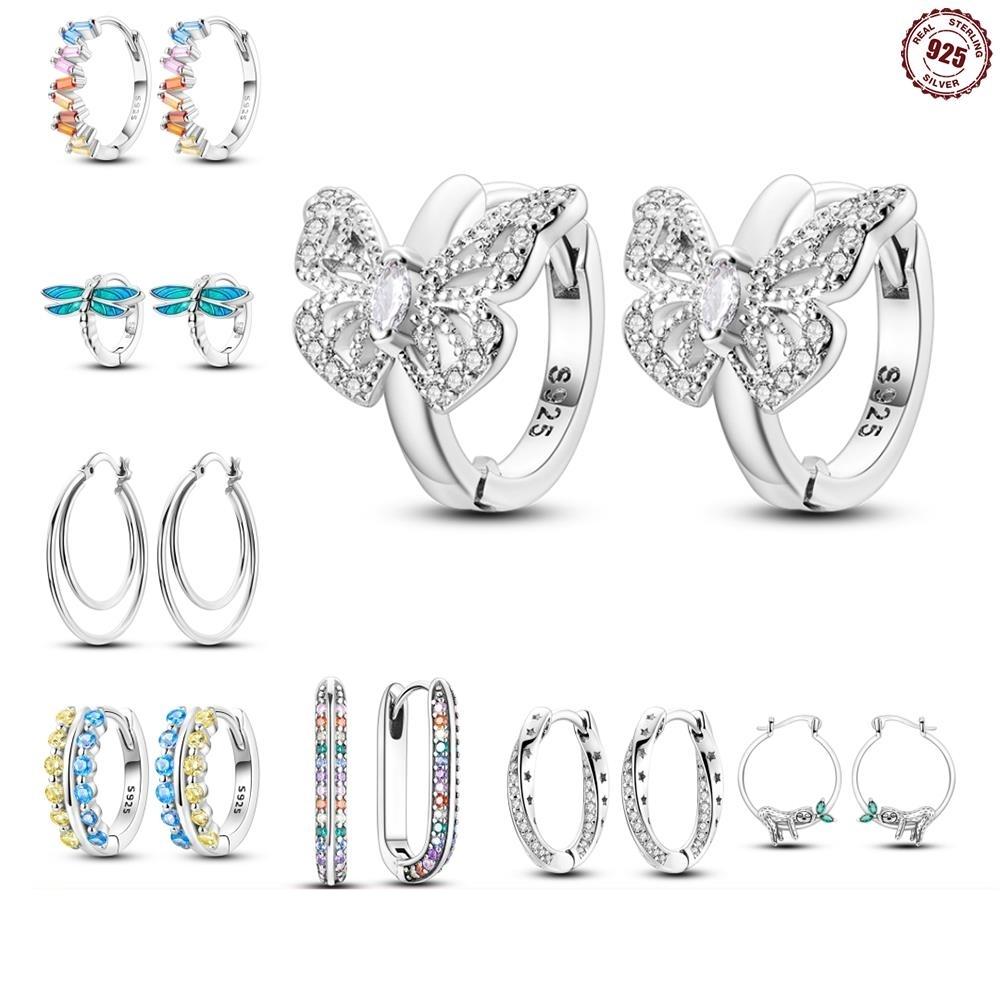 Classic Earrings 925 Silver Colorful CZ Hoop Earrings for Women Birthday Party Wedding Engagemen Gift Jewelry
