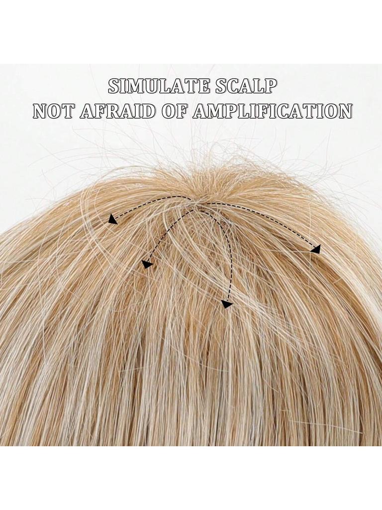 Короткий пушистый парик, золото, смешанное с двухцветным синтетическим париком, элегантный европейский женский стиль, парик для модификации формы лица