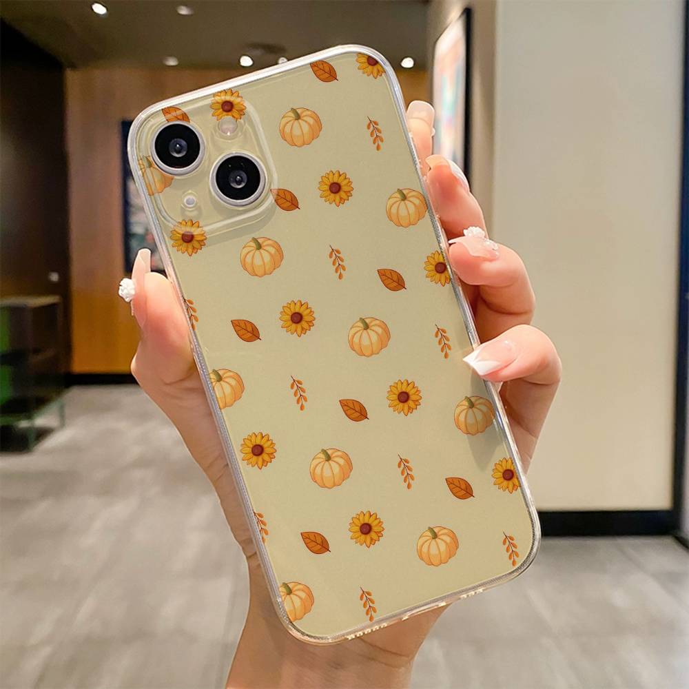 Осенние Листья Тыква Чехол для Телефона Для iPhone 17 16e 16 15 14 13 12 11mini Pro Max X XR XSMAX 8 7 Air Plus Мягкий Чехол