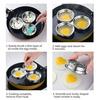 Stainless Steel Egg Mold 3-Cavity Mold, 3-in-1 Poached Ring with Handles, Handheld Poacher Non-Stick Heart & Round Shape Breakfast Tool for