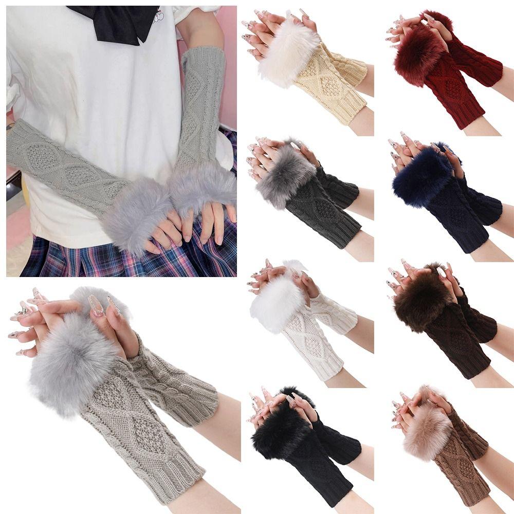 Twist Fingerless Gloves Thick Women Gloves Twist Long Knitted Gloves Women Girls