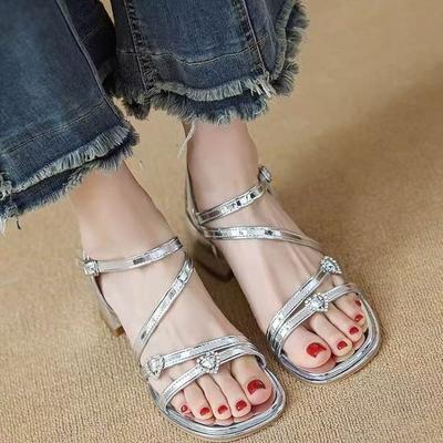 Женские элегантные босоножки на высоком каблуке, модные туфли с открытым носком и толстым каблуком, повседневные летние туфли для отдыха на природе