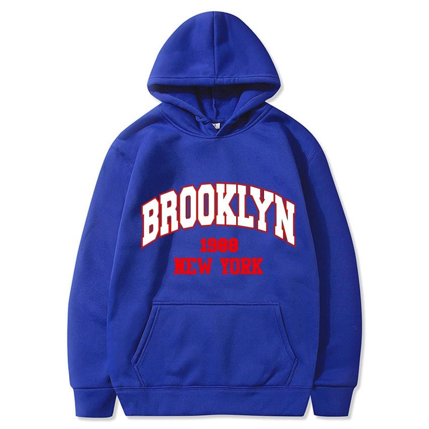 Осень Зима Brooklyn1988 Нью-Йорк Принт Однотонное Худи Классическое Пальто Повседневное Худи Уличный Свитшот Подарок