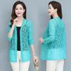 XL-5XL Spring and Summer Plus Size Women's Tops Mid-length Lace Cardigan Thin Coat Casual Long-sleeved Sun Protection Clothing