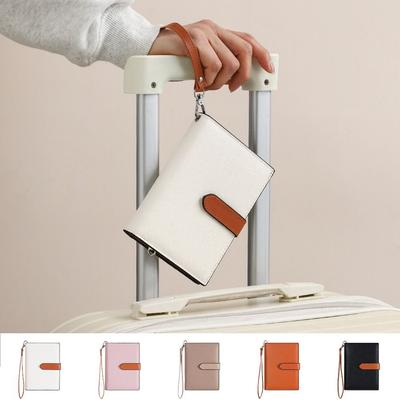 Портативный держатель для карт Сумка для паспорта из ПУ Чехол для паспорта с ремешком Складной кошелек Многофункциональный держатель для билетов Дорожный кошелек Мужской