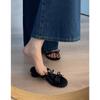 Bow-tie one-word slippers women's summer wear beach Roman sandals open-toed thick-heeled cool slippers