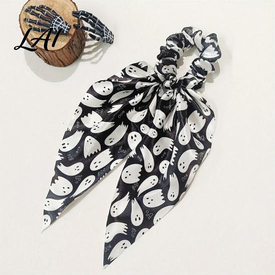 Reusable Soft Hair Ties Halloween for Women Girls Spooky Spider Web Skeleton Bat Cute Seasonal Bands Pumpkin Scrunchies Pleated Ties Ribbon
