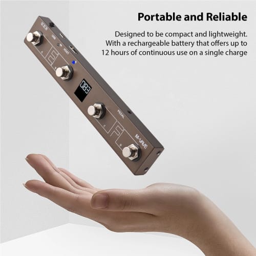M-VAVE MIDI Controller | BT MIDI Pedal with Intelligent App Control | Digital Display, 12-Hour Rechargeable Battery Life | Portable Footswitch with TR