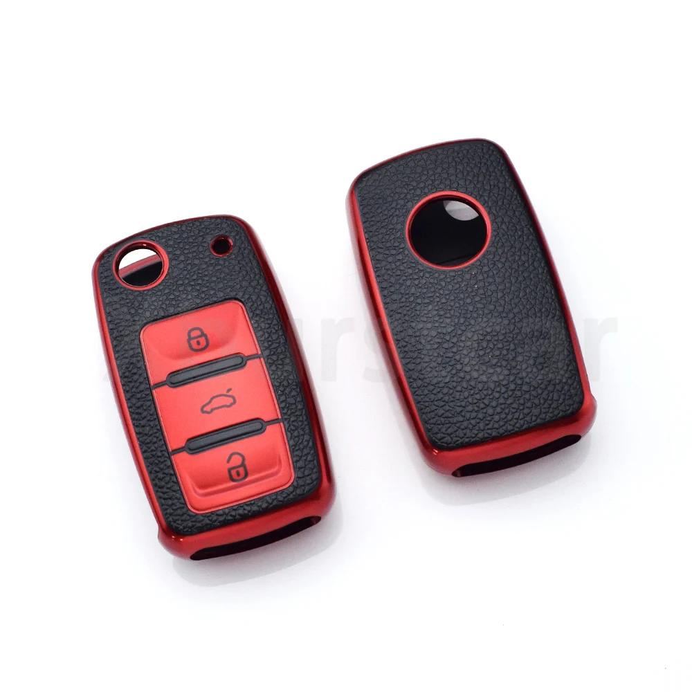 Для Vw Volkswagen Skoda Octavia Kodiaq Seat Leon Altea Beetle Tiguan Polo Golf Passat Автомобильный Чехол Оболочка Брелок ТПУ Автомобильный Складной Ключ Чехол