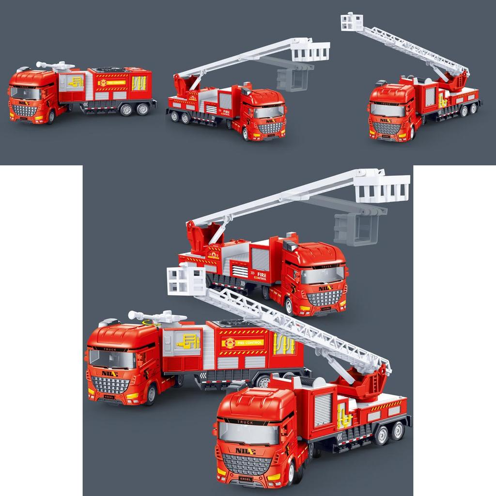 Игрушечный пожарный автомобиль Inertia Large Fire Rescue Truck для мальчиков с водяным пистолетом и лестницей для развития воображения.