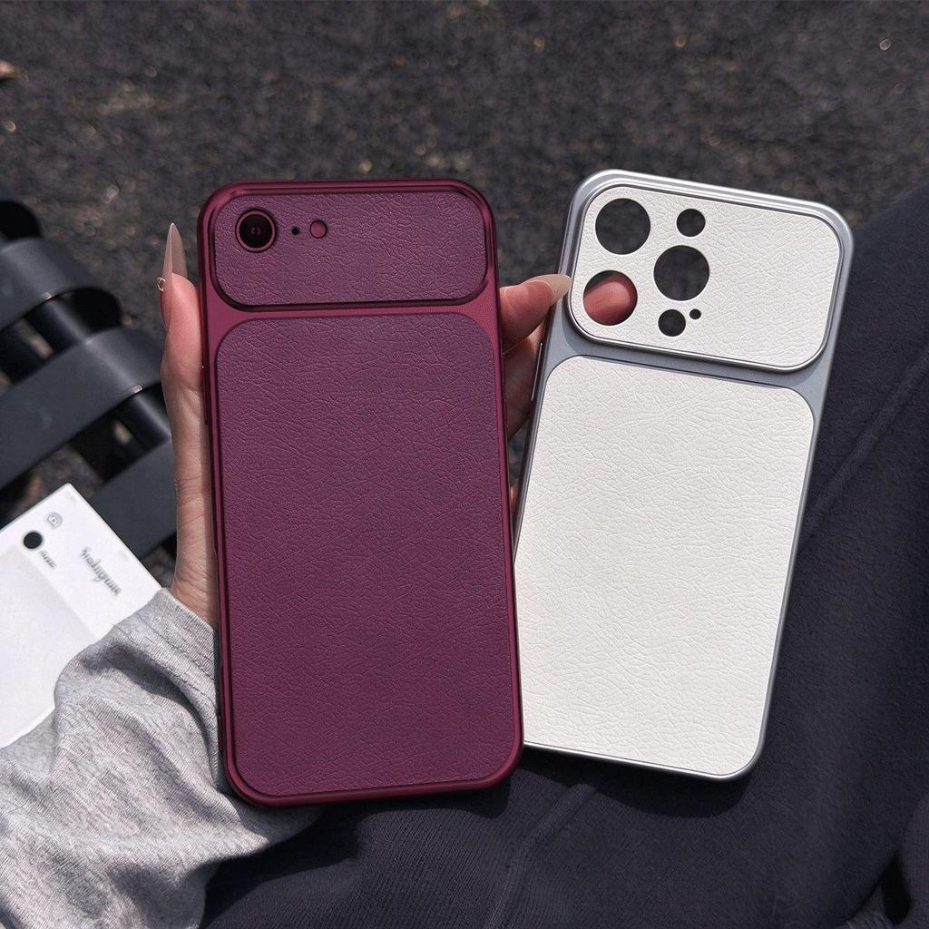 Премиальный веганский кожаный чехол для iPhone 7/8 6/6s с гальванизированной рамкой и большим кейсом для камеры