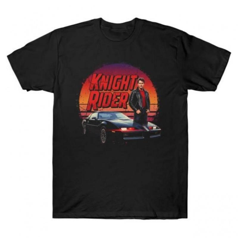 0421 Knight Rider 1982 Retro Car Gift t shirt 100 cotton printed tee Short Sleeve Graphic Clothes All size tops S6XL