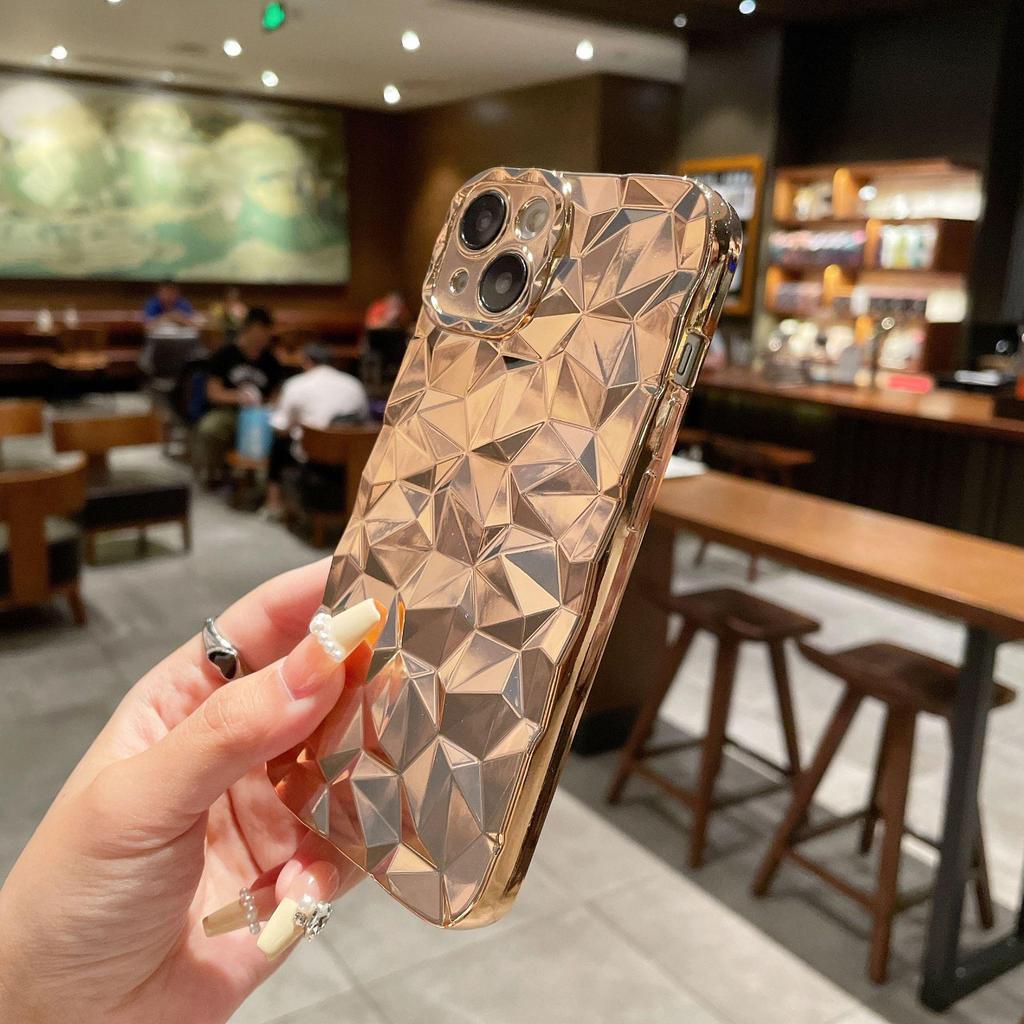 Electroplated Diamond Phone Case for iPhone 12 Pro, 13, 14 Pro Max, 15 - High-End Niche Design