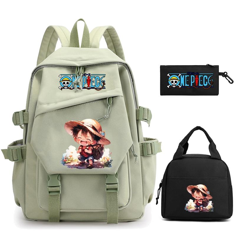 3 шт./компл., цельный нейлоновый рюкзак в стиле аниме с сумкой для обеда для девочек и мальчиков, школьный рюкзак для мужчин и женщин, дорожная сумка для отдыха