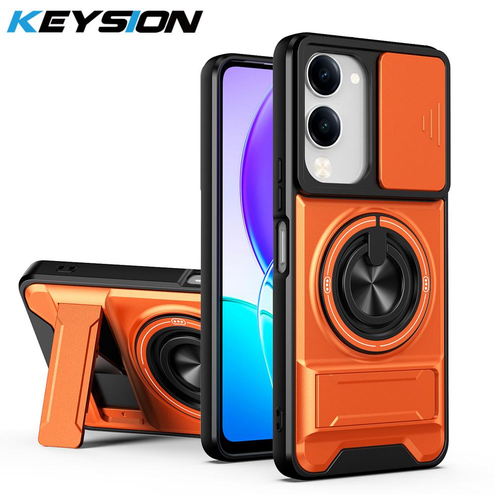 KEYSION Магнитный чехол для телефона VIVO Y04 Y04s Y29s Y29t 5G Слайдер Защита камеры Вертикальная подставка Кольцо 360° Ударопрочный чехол